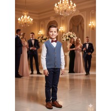 Erkek Çocuk Selanik Örgü Düğmeli Triko Yelek Abiye & Günlük Şık Kombin 5-8 Yaş