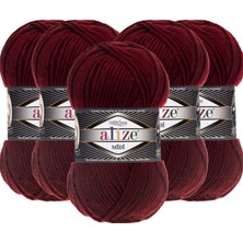 Alize Süperlana Midi Yünlü Iplik / 57 Bordo/Orta Kalın / El Örgü Ipi/ Kazak,Yelek,Atkı Için Uygun