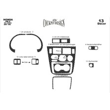 Honda Hr-V Konsol-Torpido Kaplama 1999-2005 13 Parça Karbon