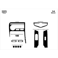 Honda Jazz Konsol-Torpido Kaplama 2004-2007 14 Parça Piano Black
