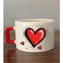 Kalp Baskılı Kahve Fincanı Kupa Bardak Doğum Günü Hediyesi - Anne Baba Hediyesi