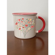 Kalpli Dallar Baskılı Ağzı Kırmızı Kupa Bardak Doğum Günü Hediyesi