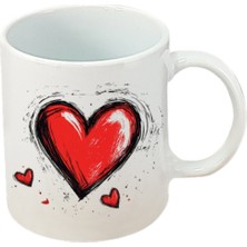 Kalp Baskılı Beyaz Kupa Doğum Günü Hediyesi - Anne Baba Hediyesi