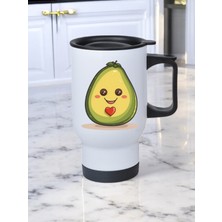 Kalpli Ananas Baskılı Kulplu Çelik Bardak Termos 450 ml