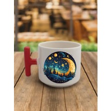 Gece Ay Baskılı Bardak Hediyelik Eşya - Seramik Çay, Kahve Hediye Bardağı