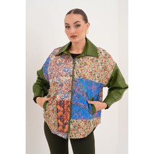 Yeşil Deri Detaylı Twist Model Ceket