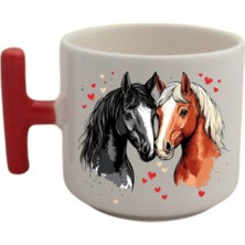 Kalpler ve At Baskılı Kahve Kupası Kupa Bardak Doğum Günü Hediyesi