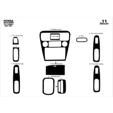 Honda Accord Euro Konsol-Torpido Kaplama 1998-2002 11 Parça Piano Black