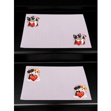 Kalpli Köpek Baskılı Mutfak Masası 2'li Keten Servis Bezi 28X40 cm Amerikan Servis