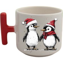 Yılbaşı Penguenleri Baskılı Kahve Bardağı Kupa Bardak Yılbaşı Yeni Yıl Hediyesi