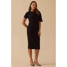 Seçil Kadın Krep Kumaş Kalem Form Şık Elbise 8004 Siyah