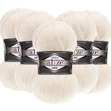 Alize Süperlana Midi Yünlü Iplik /62 Açık Krem/ Orta Kalın / El Örgü Ipi/ Kazak,yelek,atkı Için Uuygun