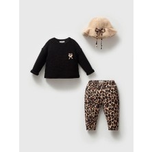 Kız Bebek Leopar Desenli 3'lü Takım NOY-9349