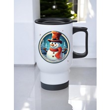 Modern Kardan Adam Baskılı Kulplu Çelik Bardak Termos 450 ml
