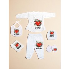 Kalp ve Çiçek Baskılı Bebek Hastane Çıkış Seti Yeni Doğan Bebek Hediyesi Bebeğe Hediye