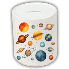 Evren Baskılı Kumbara - Seramik Para Biriktirme Kumbarası