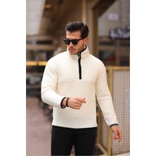 Yarım Fermuarlı Peluş Sweatshirt