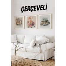 Ahşap Çerçeveli Mdf Kare Tablo Seti Salon ve Oturma Odası Için KR4001 23 x 23