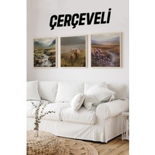 Ahşap Çerçeveli Mdf Kare Tablo Seti Salon ve Oturma Odası Için KR4010 23 x 23