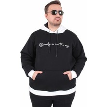 Starbattal Büyük Beden Kapüşonlu 3ip Sweat Beauty 25714 Sıyah
