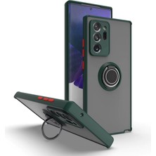 HANPORIUM Note 20 Ultra Uyumlu Kılıf Yüzüklü Standlı Extra Darbe Koruma Sert Silikon Kapak - Yeşil