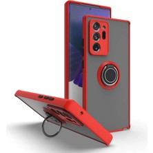 HANPORIUM Note 20 Ultra Uyumlu Kılıf Yüzüklü Standlı Extra Darbe Koruma Sert Silikon Kapak - Kırmızı