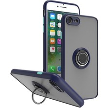 Apple iPhone Se 3 Uyumlu Kılıf Yüzüklü Standlı Extra Darbe Koruma Sert Silikon Kapak - Lacivert