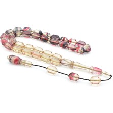 Hakan Turan Yapımı Uçlu Kapsül Kesim Şeffaf Pembe Sıkma Kehribar Tesbih