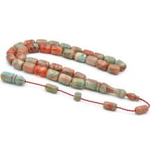 Halil Demirkol Imzalı Kapsül Kesim Kırmızı Mavi Sıkma Kehribar Tesbih