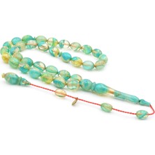 Hakan Turan Imzalı Beyzi Kesim Hareli Mavi Sıkma Kehribar Tesbih