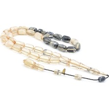 Hakan Turan Imzalı Kapsül Kesim Şeffaf Siyah Sıkma Kehribar Tesbih