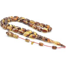 Hakan Turan Imzalı Kapsül Kesim Kahverengi Sarı Sıkma Kehribar Tesbih