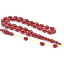 Hakan Turan Yapımı Beyzi Kesim Vişne Rengi Sıkma Kehribar Tesbih