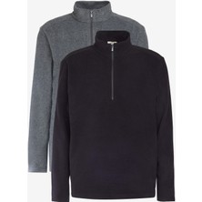 2'li Paket  Standart Fit Dik Yaka Soğuk Geçirmez Polar