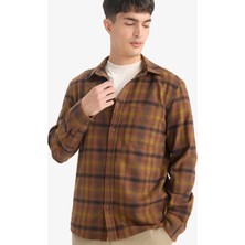 DeFacto Regular Fit Polo Yaka Kareli Flanel Uzun Kollu Gömlek E8183AX25WN