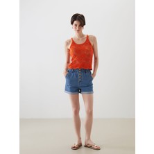 Lc Waikiki Yeni Sezon Beli Lastikli Kadın Jean Şort