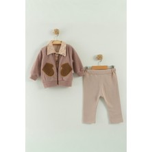 Miniğimin Cicileri Cepli Köpek Baskılıgömlekli Erkek Bebek 3’lü takım - Kahverengi