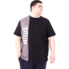 Mode Xl Büyük Beden Erkek T-Shirt Parçalı U25501 Siyah