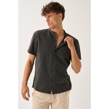 Erkek Yazlık Hakim Yaka Kısa Kol Düğmeli Rahat Kalıp %100 Pamuk Gömlek E212-24