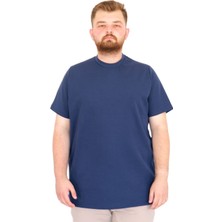 Mode Xl Büyük Beden Erkek T-Shirt Bisiklet Yaka Dore U25034 Indigo