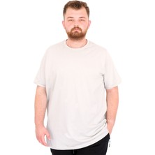 Mode Xl Büyük Beden Erkek T-Shirt Bisiklet Yaka Basic U25162 Gri