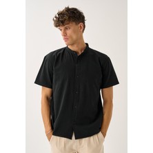 Erkek Yazlık Hakim Yaka Kısa Kol Düğmeli Rahat Kalıp %100 Pamuk Gömlek E212-11