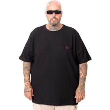 ModeXL Mode Xl Erkek 7XL Büyük Beden T-Shirt Siyah Bisiklet Yaka Günlük Tarz Standart Kol