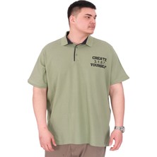 Mode Xl Büyük Beden Erkek T-Shirt Polo Yaka Yourself U25310 Çağla