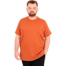 ModeXL Mode Büyük Beden Erkek T-Shirt Tarçın Bisiklet Yaka Günlük Stil Kısa Kol Dokuma Malzeme