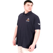 Mode Xl Büyük Beden Erkek T-Shirt Pike Polo Yaka U25305 Lacivert