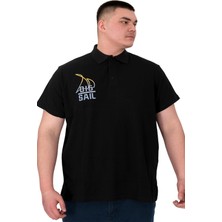 Mode Xl Büyük Beden Erkek T-Shirt Polo Sail U25301 Siyah