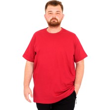 Mode Xl Büyük Beden Erkek T-Shirt Bisiklet Yaka Basic U25162 Bordo