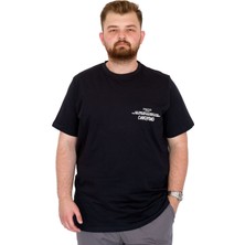 Mode Xl Büyük Beden Erkek T-Shirt Bisiklet Yaka Compaes U25021 Lacivert