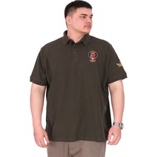 Mode Xl Büyük Beden Erkek T-Shirt Pike Polo Yaka U25306 Haki